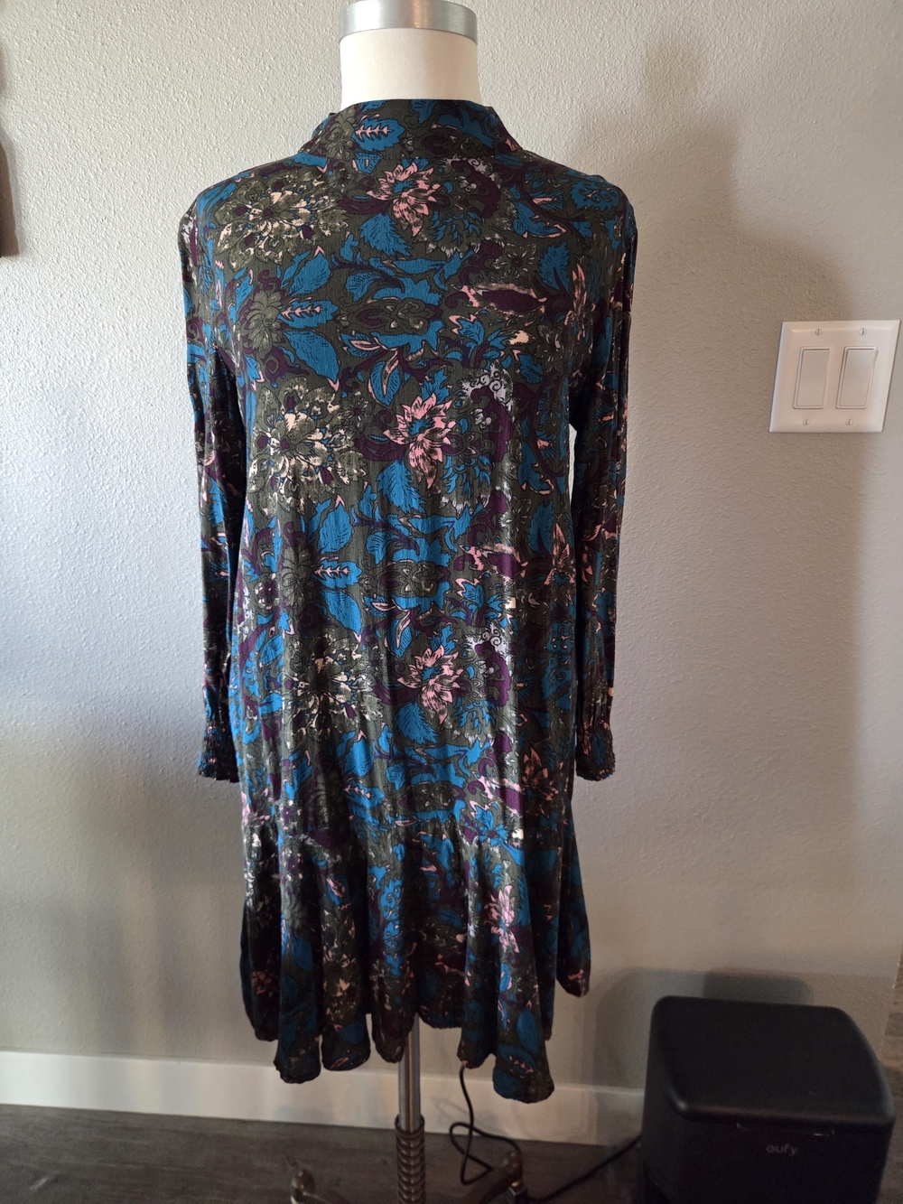 Knot Sisters JoJo Drop Waist Dress Long Sleeve Dark Floral